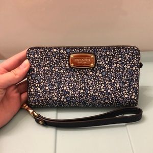 Michael Kors Blue Floral Phone/Wallet Wristlet